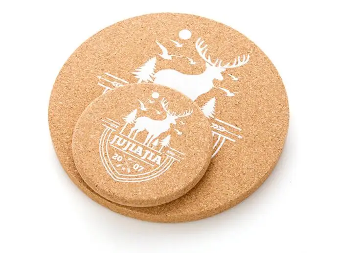 Custom Logo Cup Mat Eco Friendly Cork Tableware solid color blank Round cork coaster round placemats for Table Protection