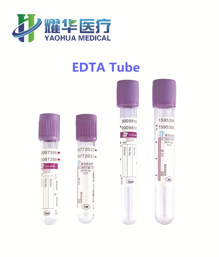EDTA blood tube purple top tube for blood collection and test with CE and ISO certificate PET and glass tube 13*75mm 3ml 4ml 5ml
