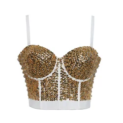 Wholesale plus size sexy corset tops for women Glittering Sequins Sling Ladies bra vest