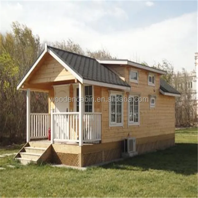 wooden mobile trailer house with wheel