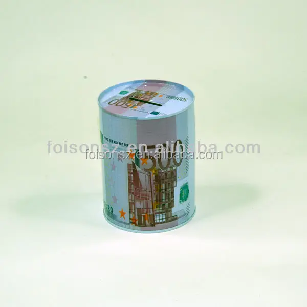 OEM round tin coin bank metal tin money box custom logo peggy bank