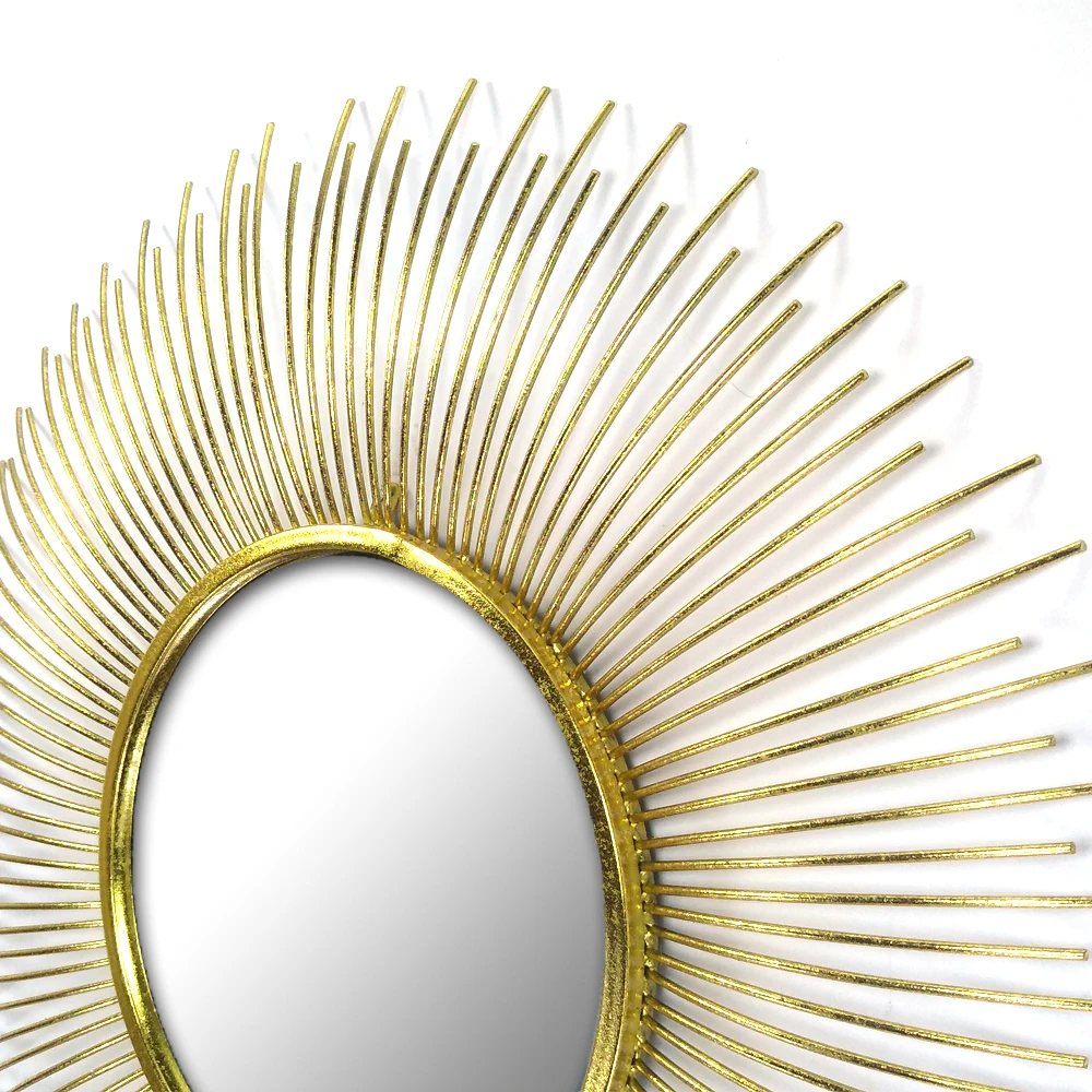 Rainhou18004 31 inch Round shape luxury home decor gold wall bathroom mirror aluminum framed mirror
