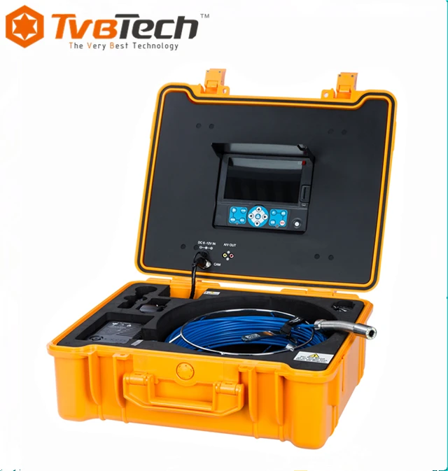TVBTECH CCTV Pipe Inspection Camera Sewer Inspection Endoscope with Meter Counter and Sonde