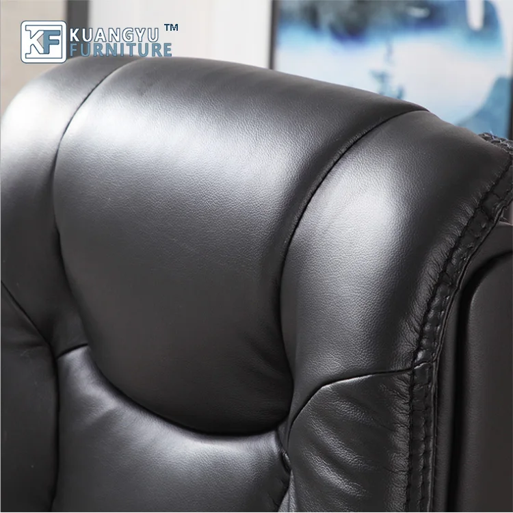 Leather Solid Wood Office Chair Reclining Swivel Chair Boss Leather Solid Wood Lift Executive Chair