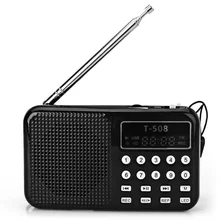 Hot Sell Mini FM Radio Speaker Portable Rechargeable Digital LED Flashlight Display Stereo Micro USB TF/SD Card MP3 Music Player