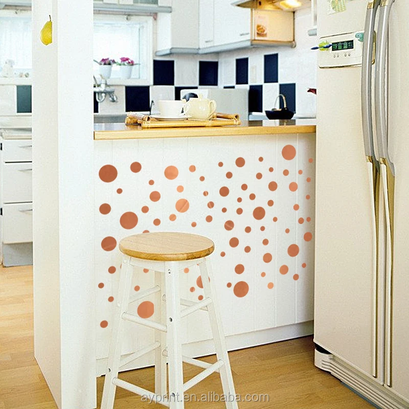 HM51010 Gold Copper Circle Wall Decal DIY Gold Dot Sticker