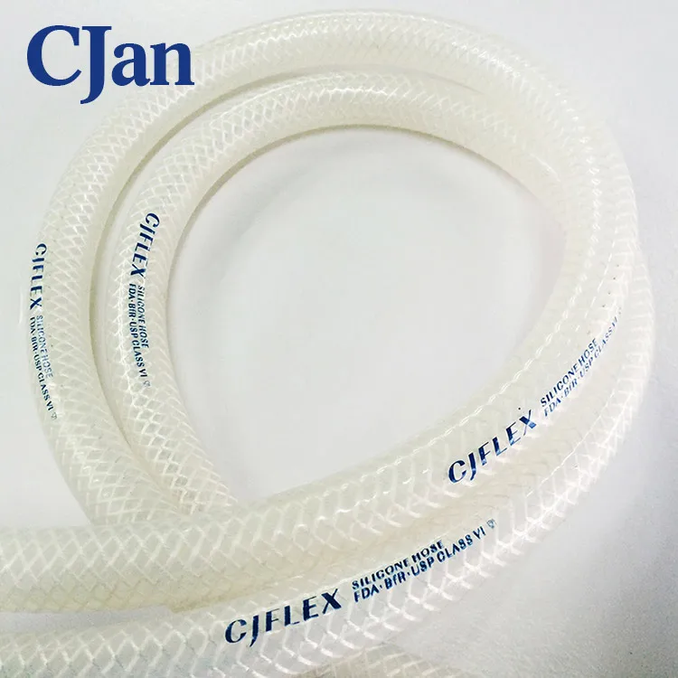 Food grade glass fiber braided reinforced silicone hose, clear silicone tube, braided hose for medical