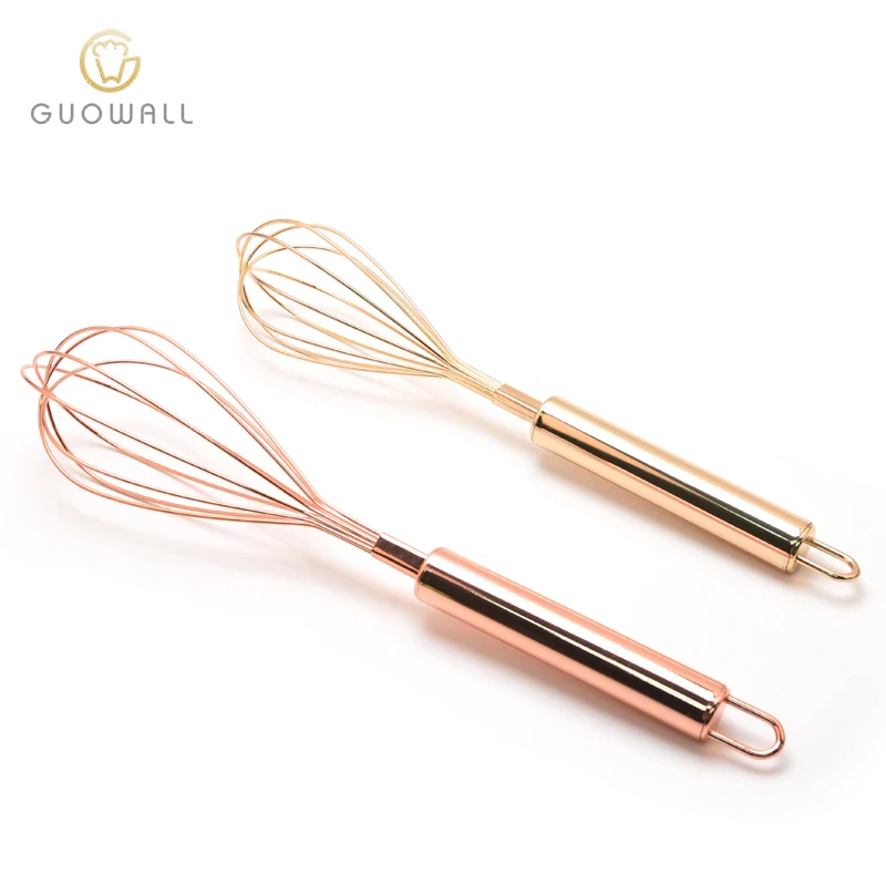 Manual Stainless Steel With Gold Plating Kitchen Cooking Baking Egg Beater Whish