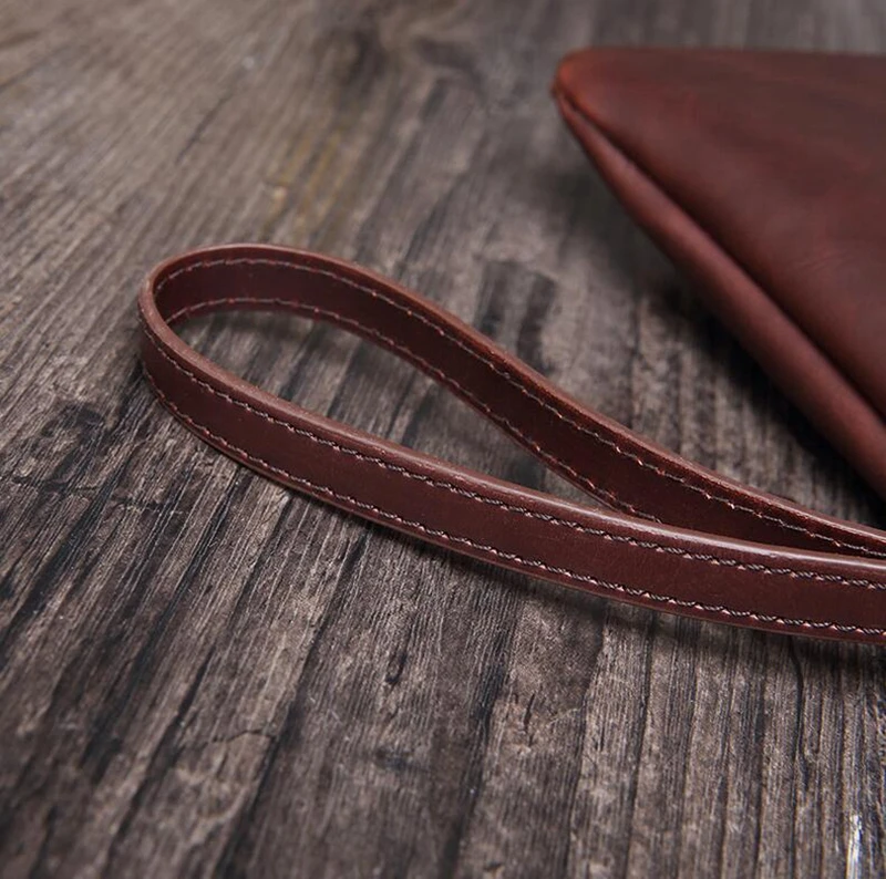 Dreamtop DTD061 brown artificial PU leather hand purse men clutch bag for Ipad wallet