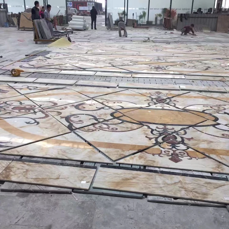 Professional designer marble waterjet medallion floor tiles carpet