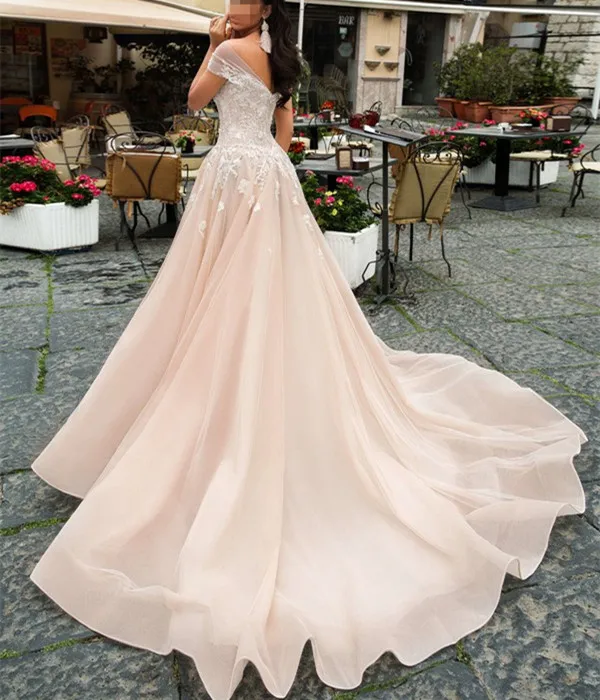 New Design Elegant Embroidered Off-shoulder Cap Sleeve Mermaid Lace long sleeve wedding dress bridal gown N06