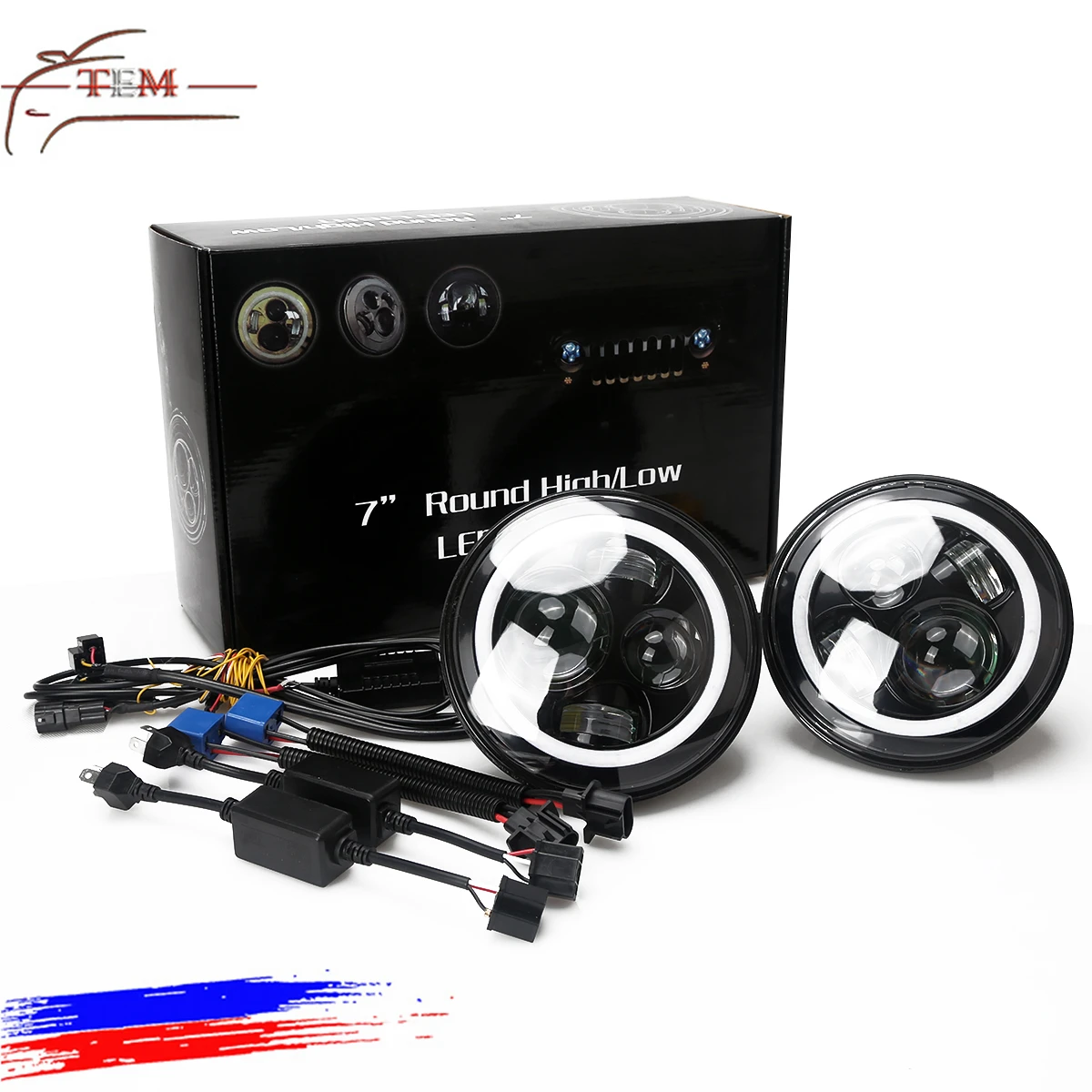 7 inch round LED headlight angel eyes for HARLEY motorcycle 40W led DRL front light