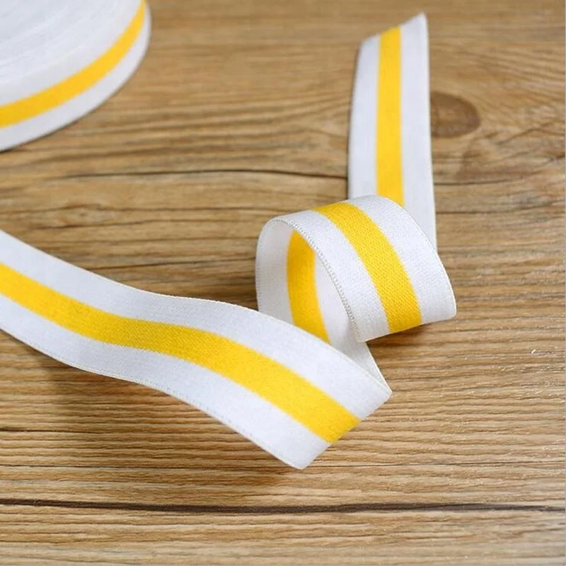 Stripe Flat Elastic Ribbon Webbing Jacquard Polyester / Nylon for Sportswear Retail Hot Sale 25mm 4cm 100 Yards Per Design 1-4mm