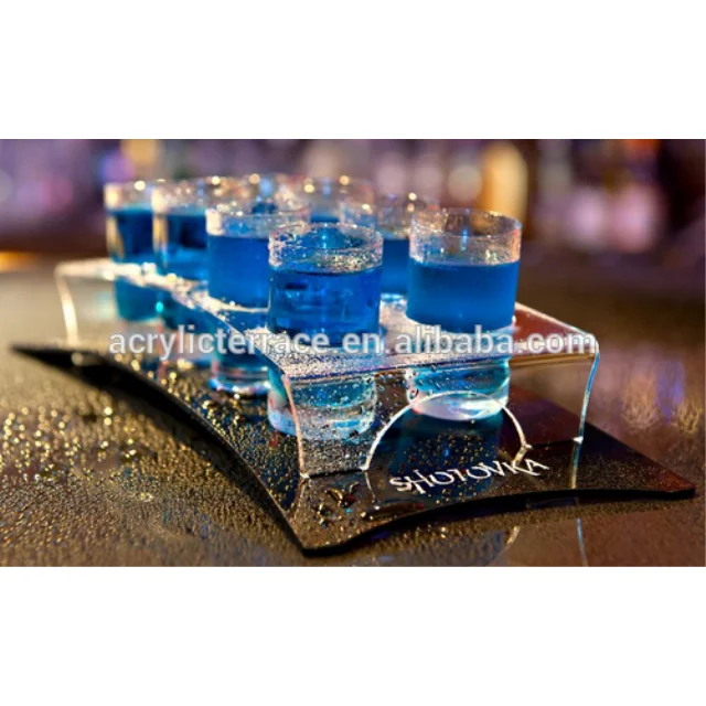 rectangle clear lucite shot glass tray