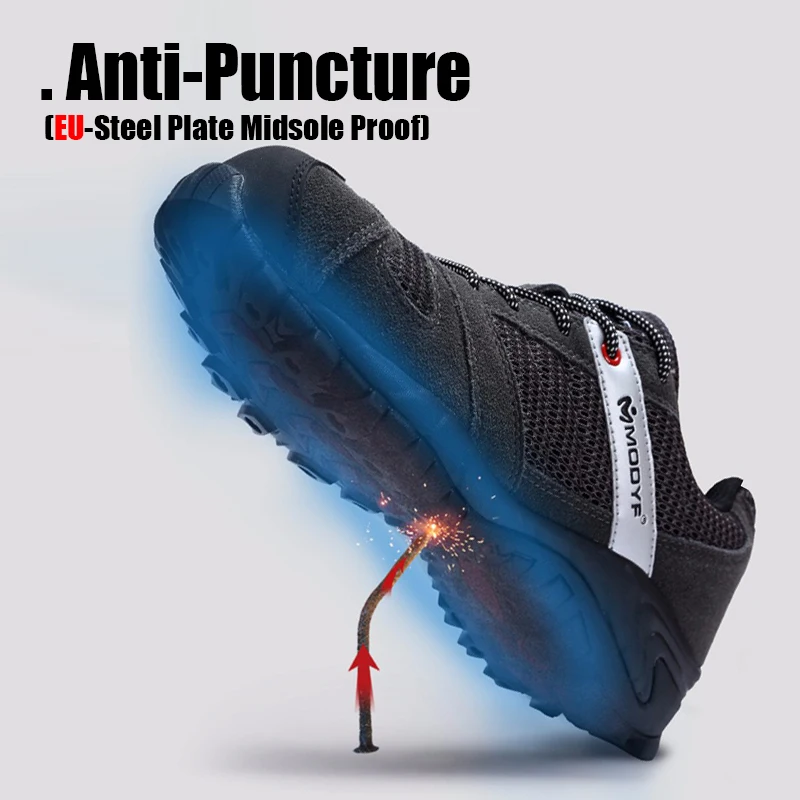 
LARNMERN Men Work Safety Shoes Steel Toe Cap Boots Professional Mesh Hombres Puntera De Acero Zapatos Anti-Smash Work Shoes 