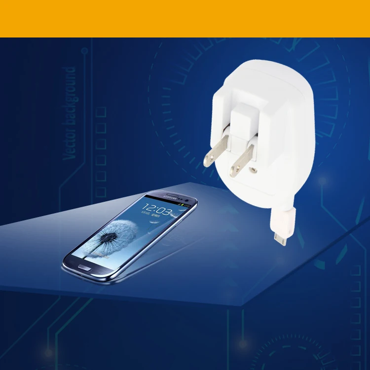 High speed retractable flat usb wall charger, wall charger usb