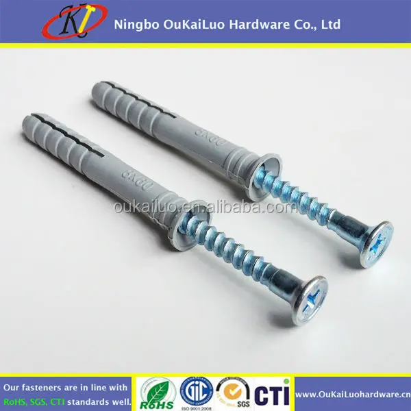 Frame Fixing Screw With Nylon Wall Plug Window Anchor M10 x 100mm