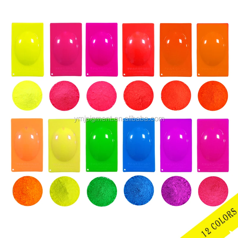 
12 Colors Solvent-based Water-based Neon Powder Fluorescent Pigment for Paint/Resin/Slime/Toy/Plastic 