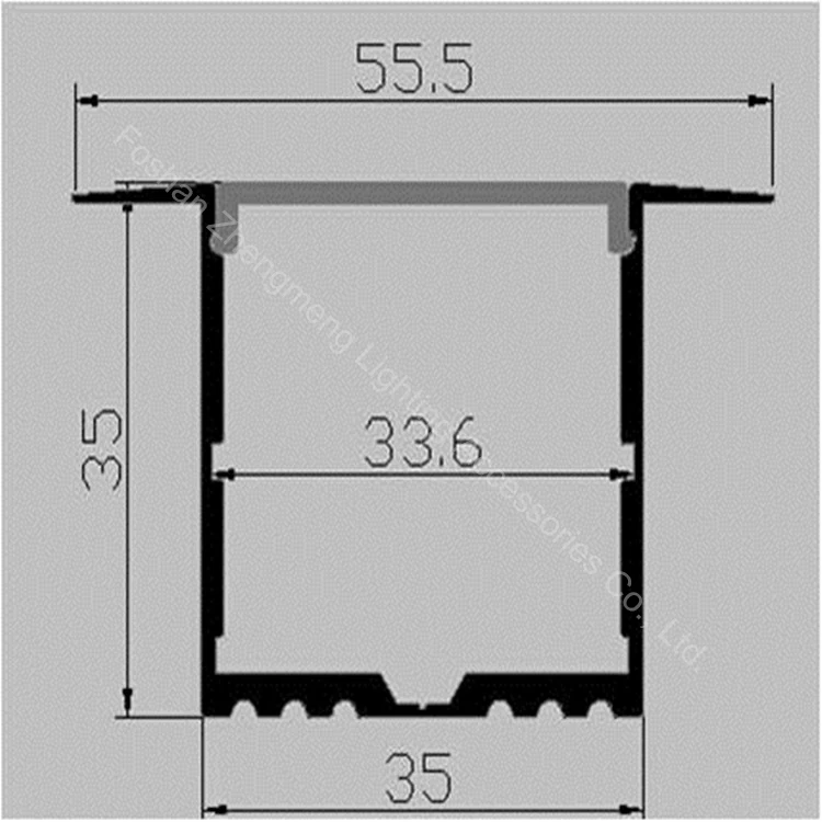 
35mm deep 55mm width led strip lighting house,housing aluminum profile with lips flange outward 