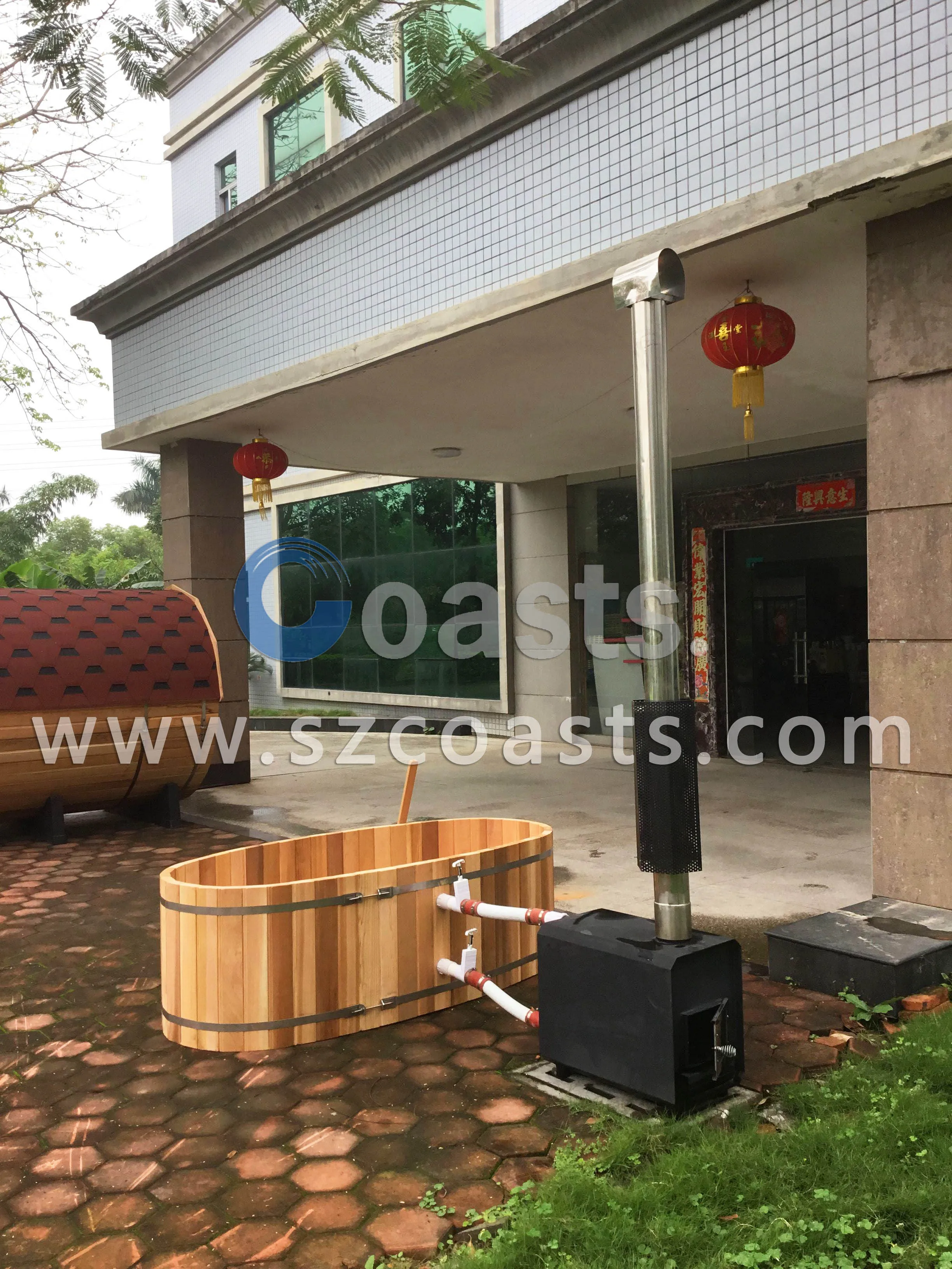 Factory direct sale red cedar wood outdoor hot tub for bath