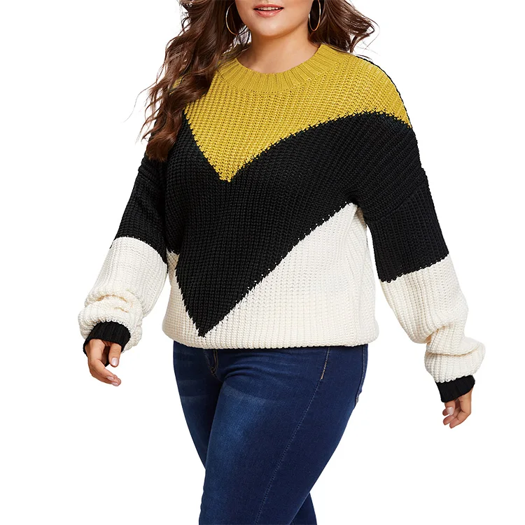 Oversized Colorblock Ladies 100% Wool Peruvian Alpaca Sweater