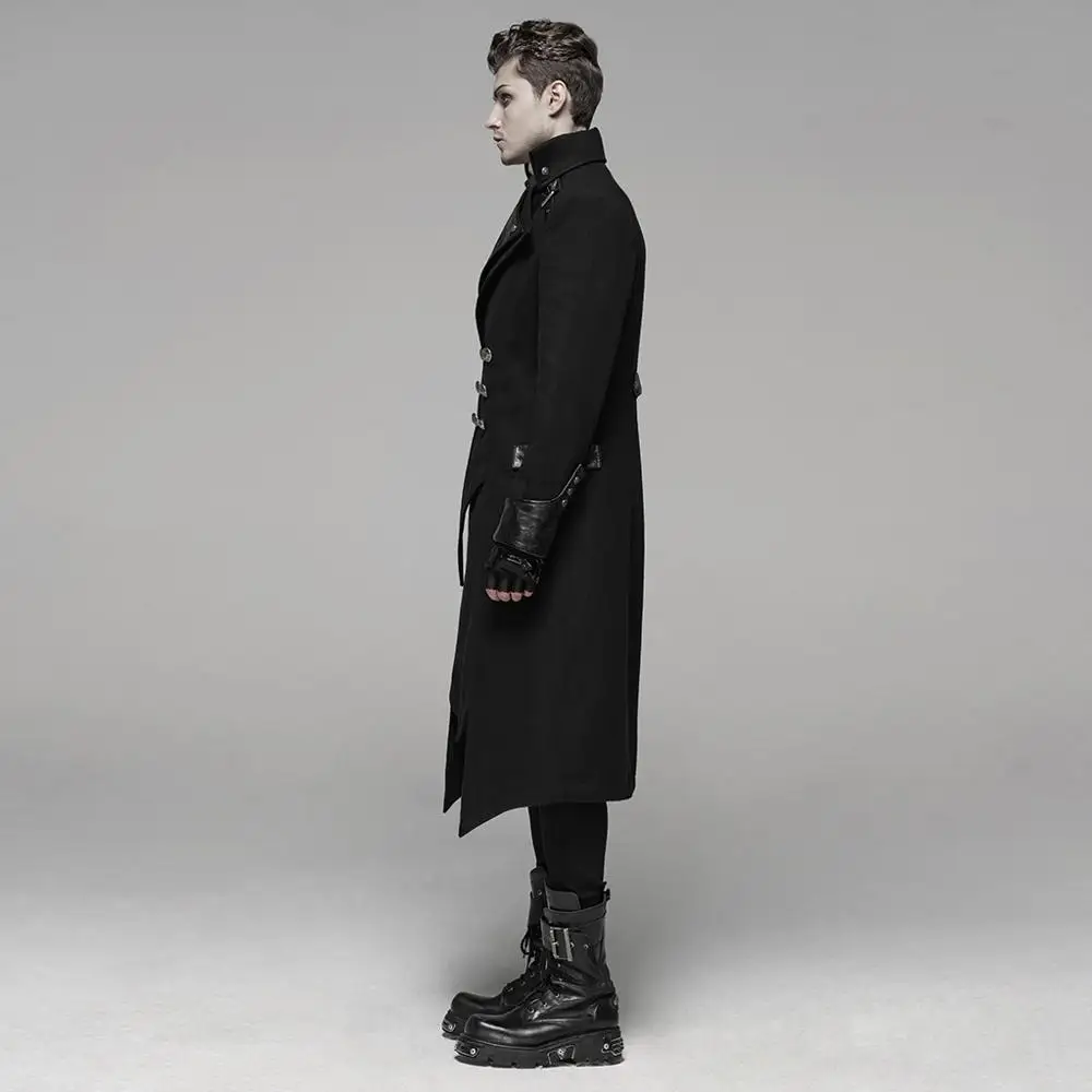 Y-791 PUNK RAVE  Punk Worsted Long Coat long leather winter coat for men