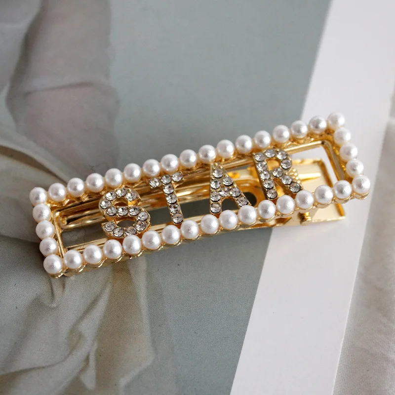 ZM1-8 Trade assurance INS same style Cute openwork Pearl hairpin adult side card elegant top clip word clip bangs wholesale