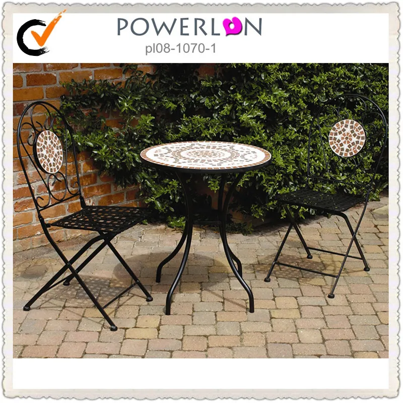 
Red Mosaic Bistro Set With Table and Foldable Chairs Classic Vintage Victorian style for garden 