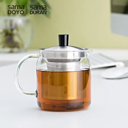 2024 Transparent Heat Resistant Teapot 500ml High Borosilicate Teapot Glass Kettle With Stainless Steel Infuser And Filter