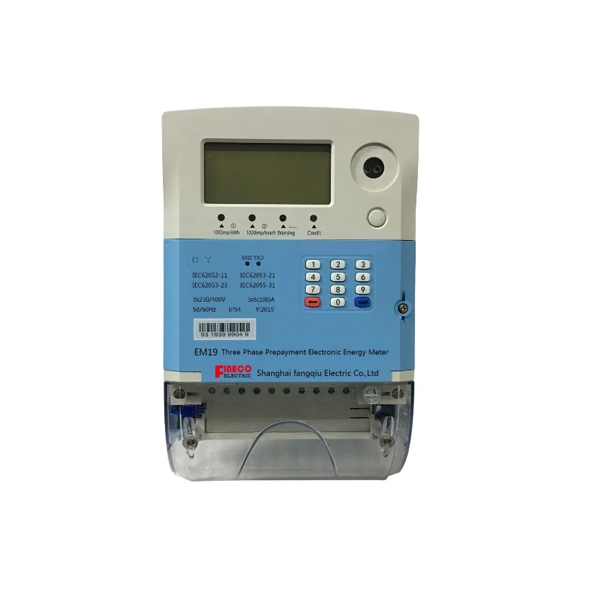 EM19 three phase prepaid electric meter 3 phase prepaid watt hour meter