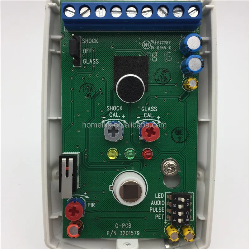 Wired Glass Break Detector Shock Sensor PIR Detector With Pet Immunity