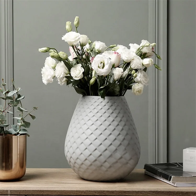 Textured handicraft ornamental porcelain home decor plants vase / ceramic vases for wedding centerpieces decoration