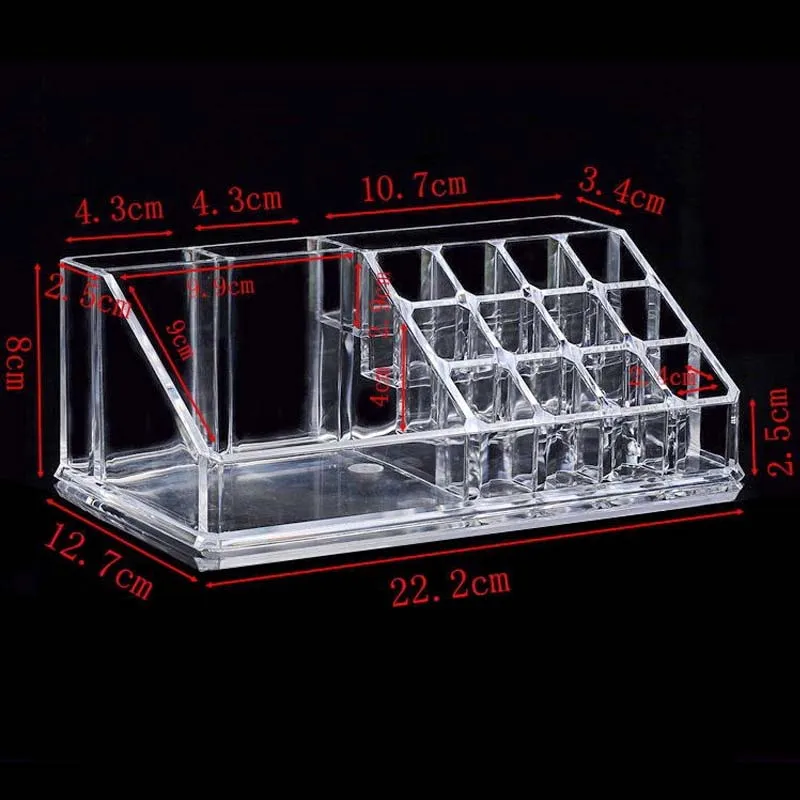 Crystal Acrylic Cosmetic Organizer Clear Makeup Jewelry Cosmetic Storage Display Box Acrylic Case Stand Rack Holder Organizer