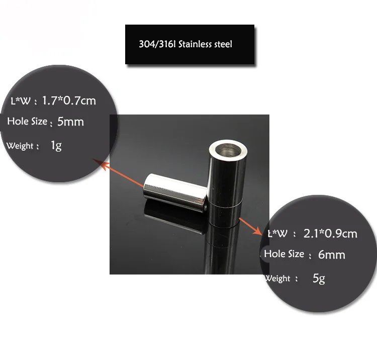  Цилиндрическая Металлическая магнитная застежка из нержавеющей стали для кожаного браслета металлического