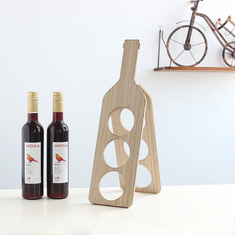 Factory Sale 3 Bottle Free Standing Wine Shelf Foldable Wine Rack