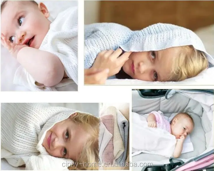 Cotton  Cellular Baby Blanket  Pram Cot Bed  Basket Crib Blanketfor NEW born  baby