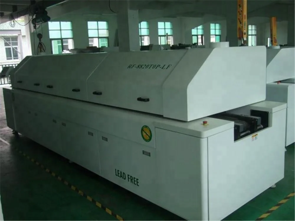 SMT reflow soldering machine Large 8 zone hot air double chain rail reflow oven with industrial computer 8820