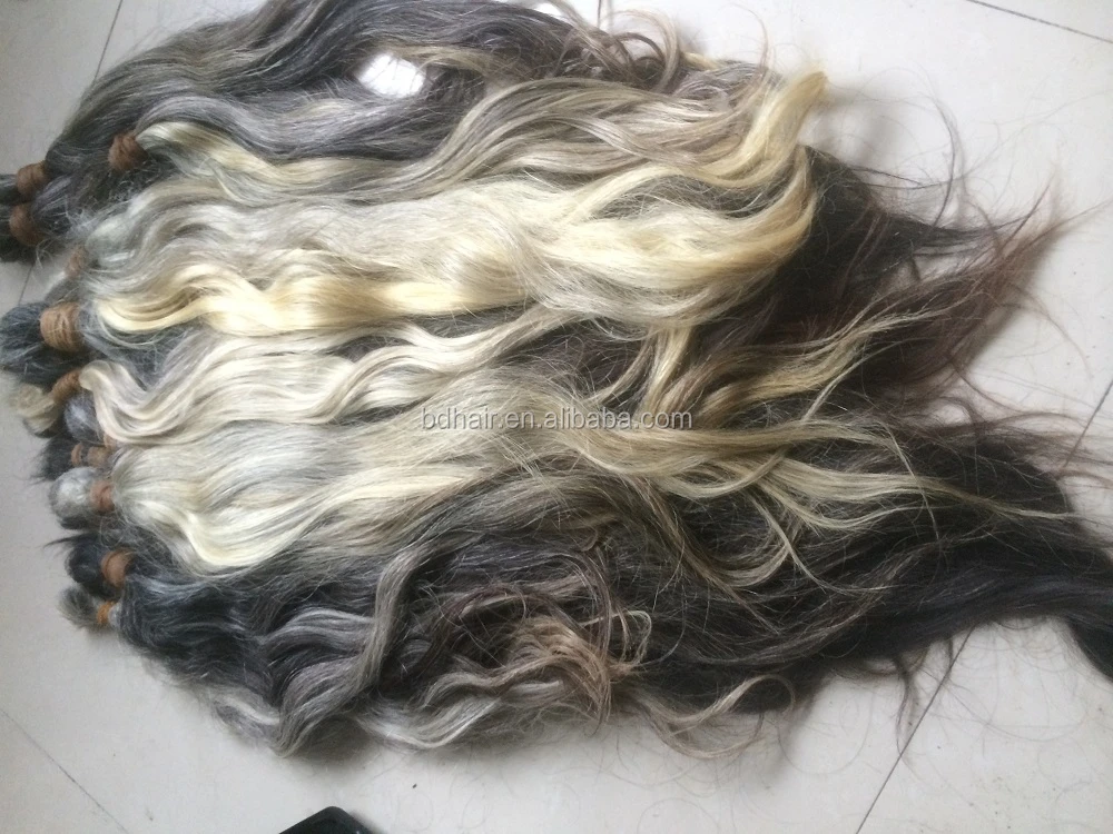 Raw virgir gray white human hair natural color unprocessed raw bulk human hair