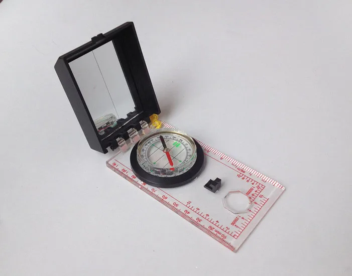 
Mini Ruler Map Scale Mirror Navigation Compass 