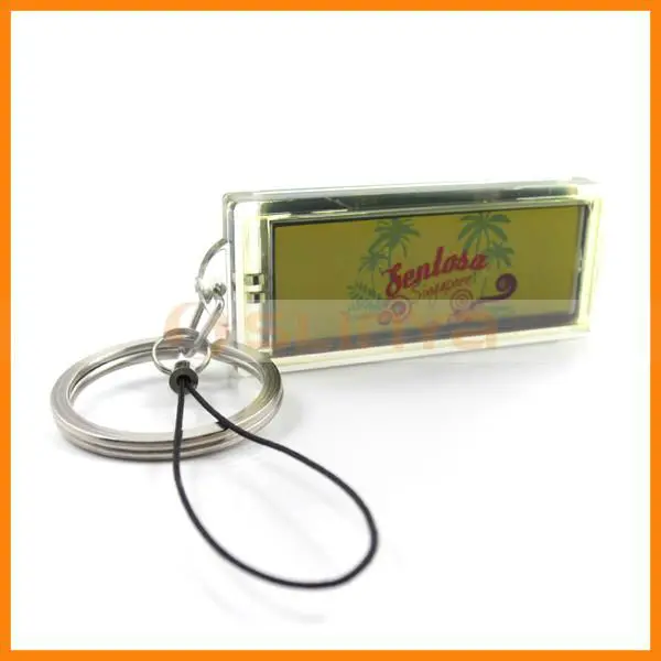12 Color LCD Waterproof AD Screen Mini Solar Panel Metal Ring Key Chain