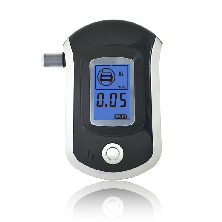 High Quality Professional Black Alcohol Tester AT-6000 With Blue Backlight and Mouthpieces