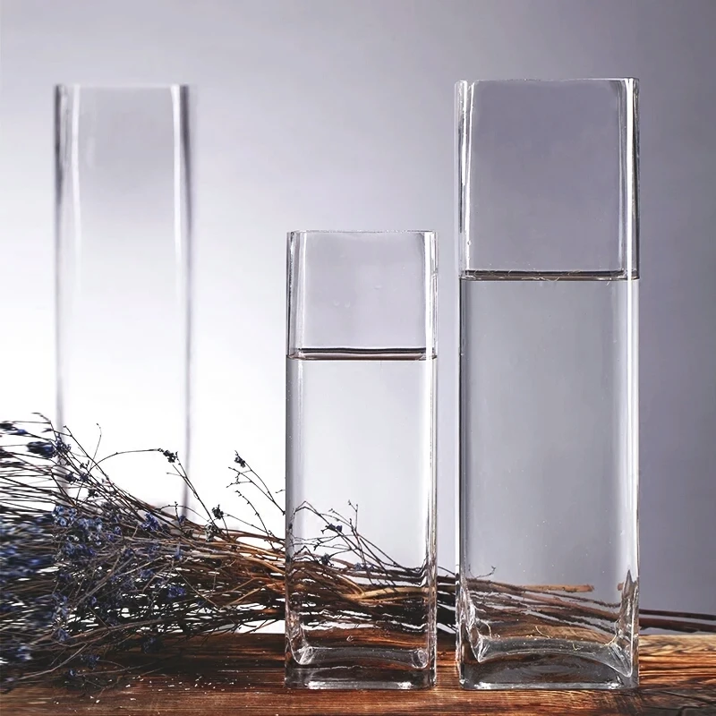 
High Quality Popular Design Cylinder Square Cube Glass Vase In Stock 
