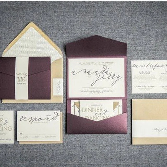 Silver Foil Luxurious Super Art Pearl Paper Royal Wedding Card and Envelopes Design