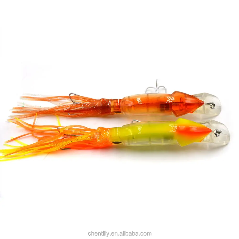 10 pcs hard Squid fishing lures Soft tail squid with hook Top water Lures Trolling Bait 9 Inch 45 g Colors mixed