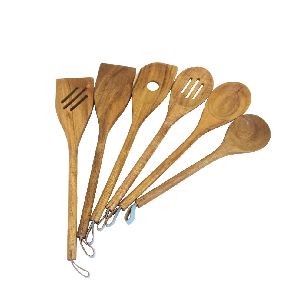 Acacia Wood Spoon set Kitchen Tools wood Cooking Utensil Set with holder