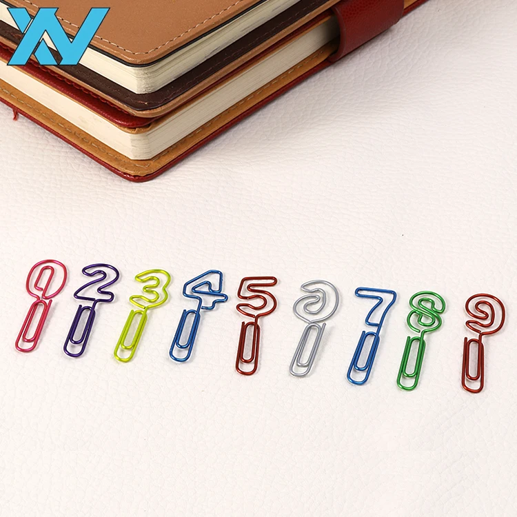 Colorful number shapes clip cheap stationery yes shape paper clips