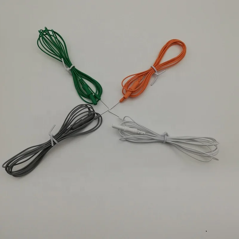 Single colorful emg lead wire medical disposable EMG subdermal needle electrode cable sterile EMG needle lead