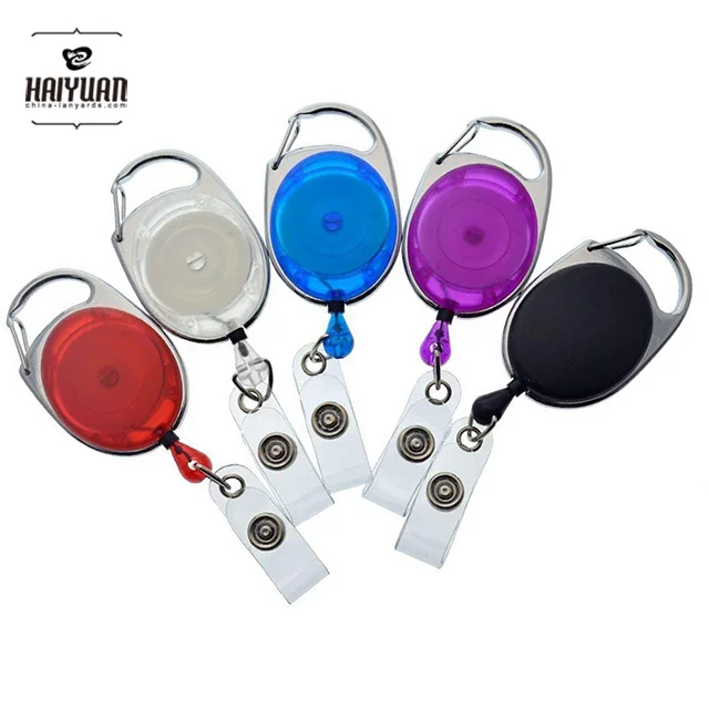 Bulk ID Premium Carabiner Clip Badge Reels - Retractable I.D. Card Holders Stock Colors