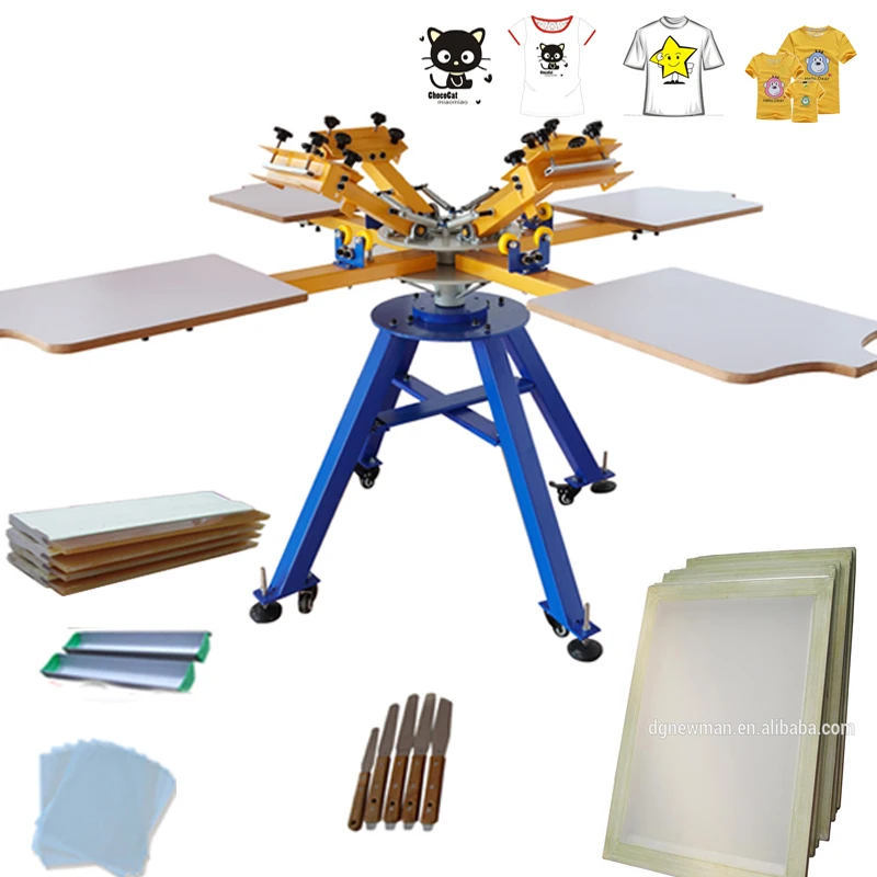 
serigrafia printing machine 4 color 4 station t-shirts textile rotary screen printer or its full set for sale 