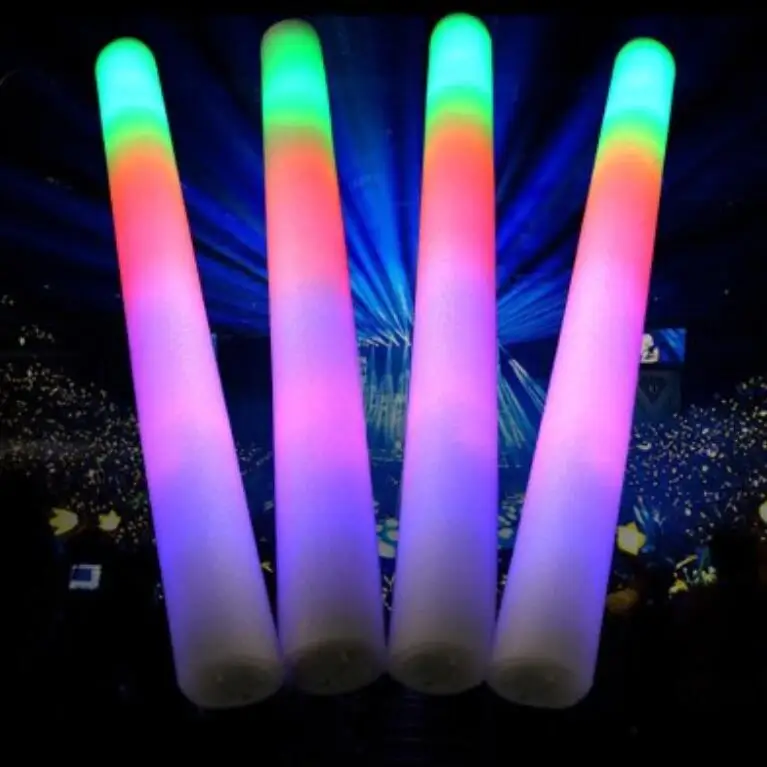 Battery operated rubber led foam flashing light concert stick